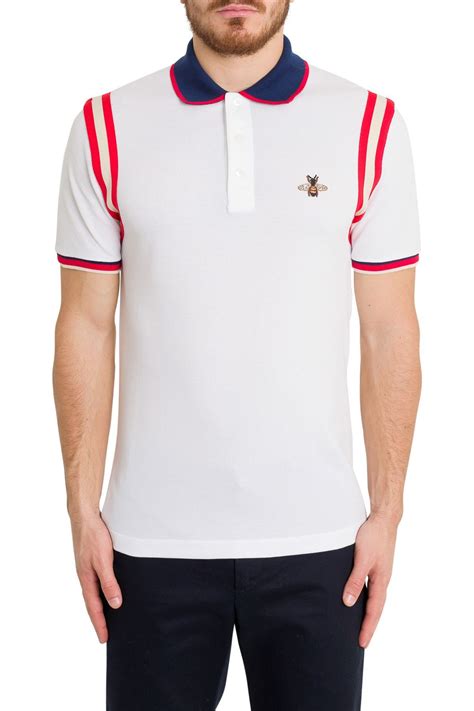 white gucci bee polo